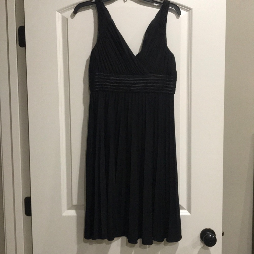 Black pleated cocktail dress